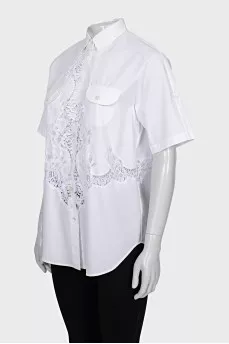 White shirt with lace inserts