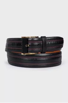 Men's black leather belt