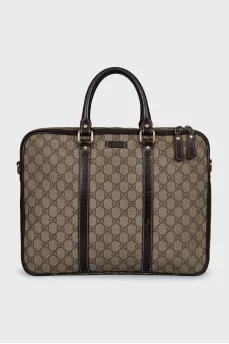 Monogrammed canvas briefcase