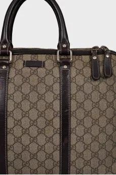 Monogrammed canvas briefcase