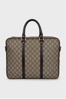 Monogrammed canvas briefcase