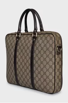 Monogrammed canvas briefcase