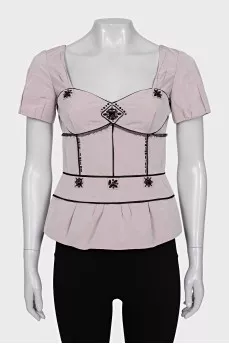 Fitted top decorated with crystals