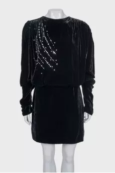 Black dress with sequins and rhinestones