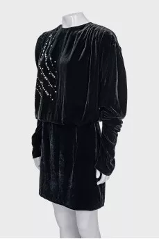 Black dress with sequins and rhinestones