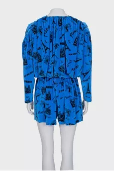 Blue velour jumpsuit