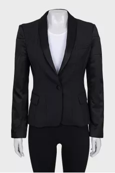 Cropped black wool jacket