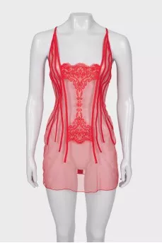 Lace slip with tag