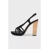 Leather sandals with wooden heels
