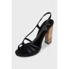Leather sandals with wooden heels