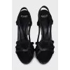 Leather sandals with wooden heels