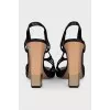 Leather sandals with wooden heels