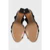 Leather sandals with wooden heels
