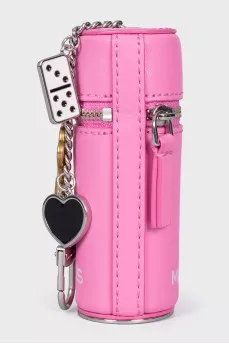 Pink leather case with pendant