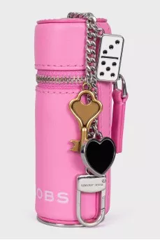 Pink leather case with pendant