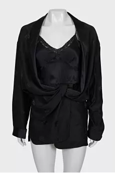 Silk mini dress with long sleeves