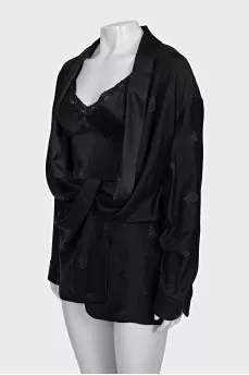 Silk mini dress with long sleeves