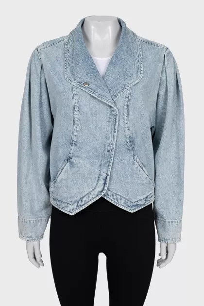 Denim jacket with turn-down collar