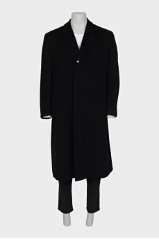 Men's straight wool coat with buttons