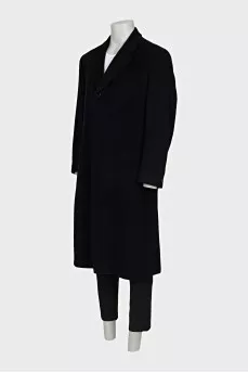 Men's straight wool coat with buttons