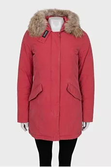 Down jacket decorated with fur