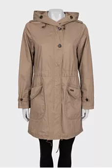 Fitted cloak with a hood