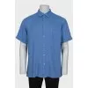 Men's blue linen shirt