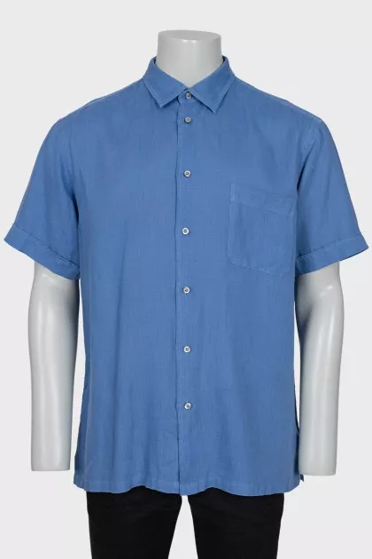 Men's blue linen shirt