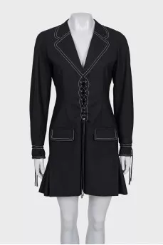 Wool dress with ties