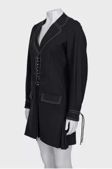 Wool dress with ties