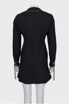 Wool dress with ties
