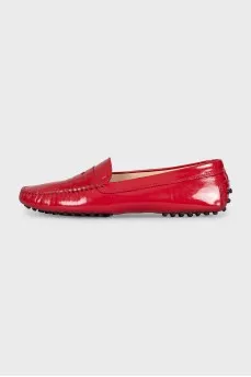 Red patent leather loafers