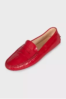 Red patent leather loafers