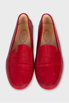 Red patent leather loafers