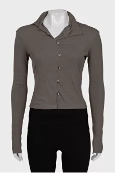 Brown button-down sweater