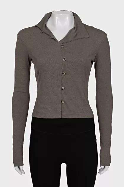 Brown button-down sweater