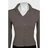 Brown button-down sweater