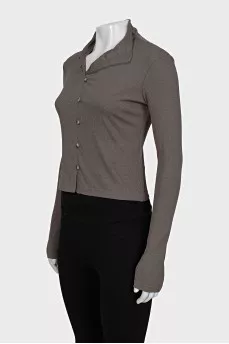 Brown button-down sweater