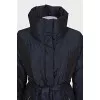 Blue coat with a high collar