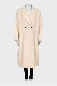 Beige wool and cashmere coat