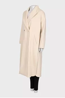 Beige wool and cashmere coat