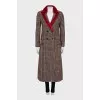 Coat with a plaid fur collar