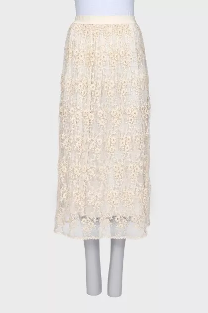 Lace skirt with elastic band