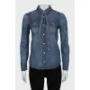 Denim shirt with ties