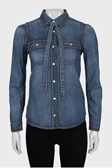 Denim shirt with ties