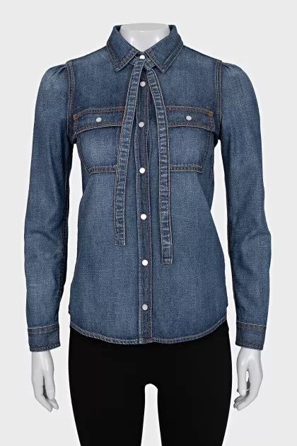 Denim shirt with ties