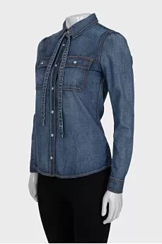 Denim shirt with ties