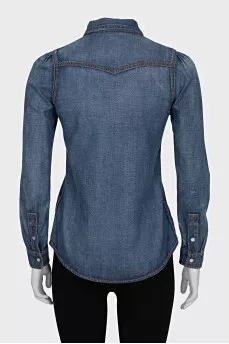 Denim shirt with ties