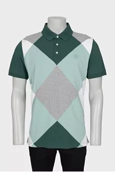 Men's green button-down polo shirt