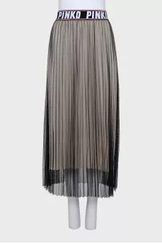 Pleated skirt with mesh